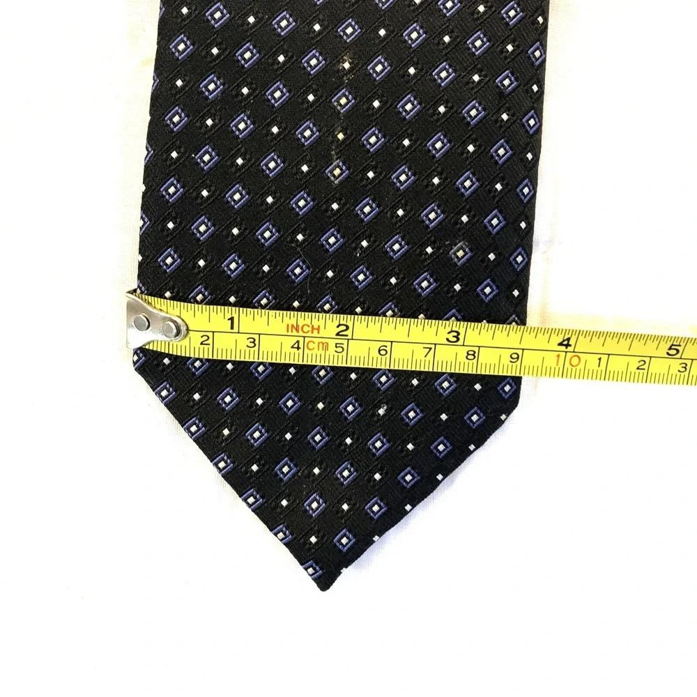 Meeting Street Neck Tie Men's Black Blue White Polka Dot 100% Silk Formal Office
